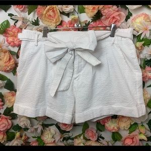 White Seersucker Lauren James Bow Shorts